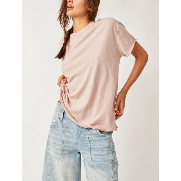 FREE PEOPLE Women's We The Free Nina Tee Size M In Cashmere - Picture 1 of 9